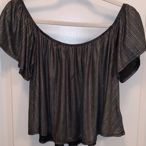 Urban Outfitters Tops - Ecote Off shoulder black shimmer blouse